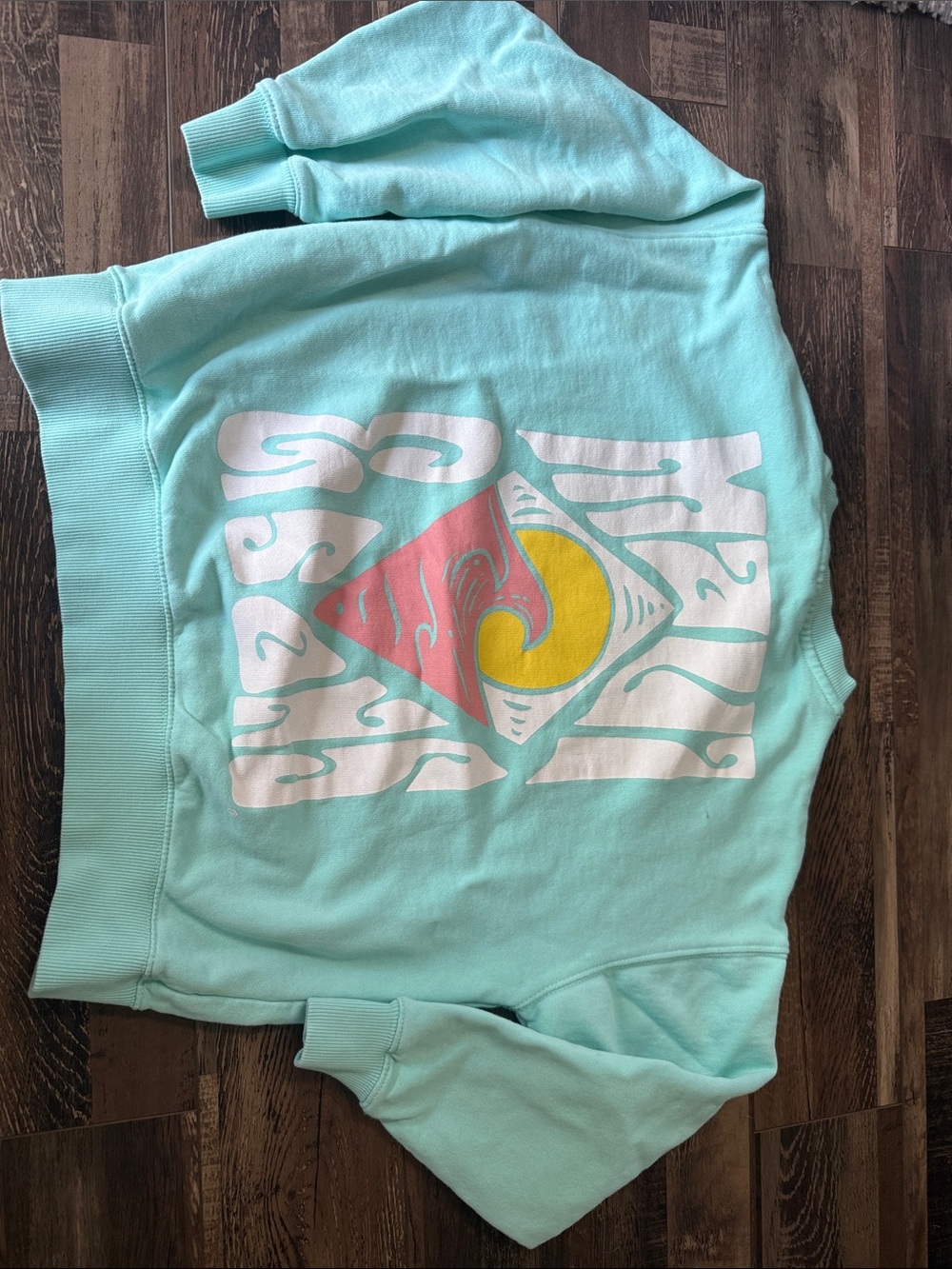 Zara Mint Pullover Sweatshirt with Surf Graphic